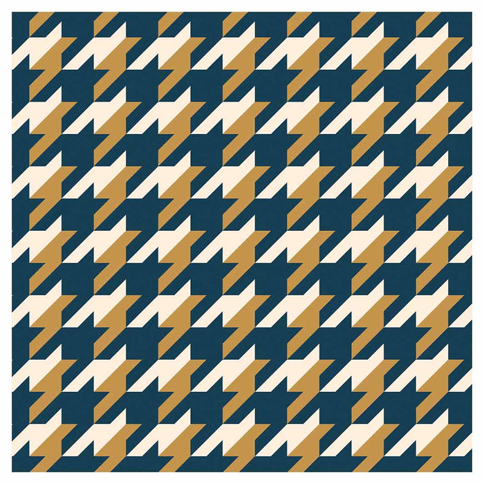 HOUNDSTOOTH BLUE AND GOLD SQUARE COASTER