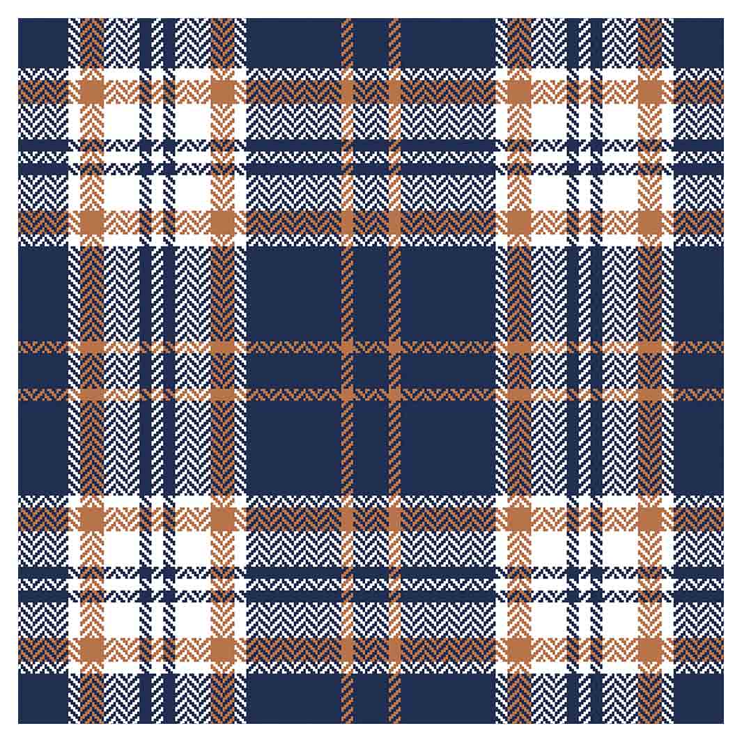 NAVY AND GOLD PLAID PATTERN SQUARE COASTER