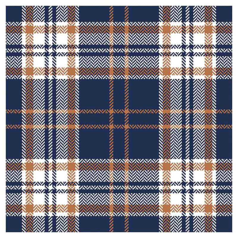 NAVY AND GOLD PLAID PATTERN SQUARE COASTER