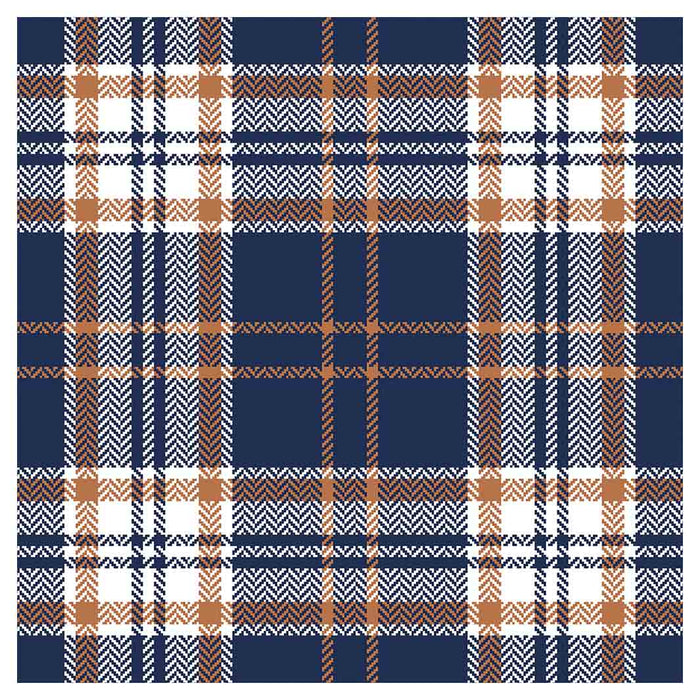 NAVY AND GOLD PLAID PATTERN SQUARE COASTER