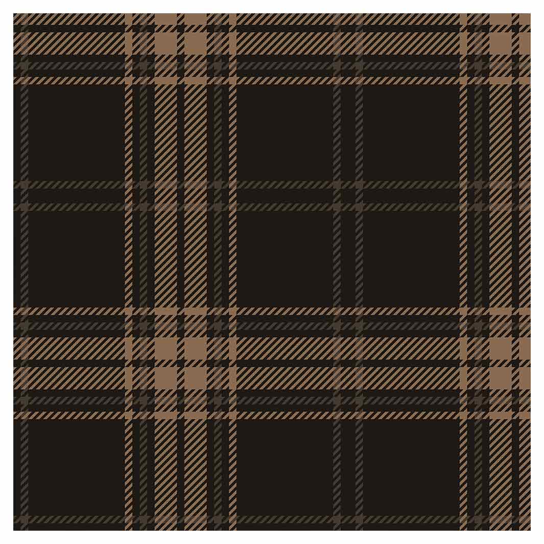 DARK BROWN PLAID PATTERN SQUARE COASTER