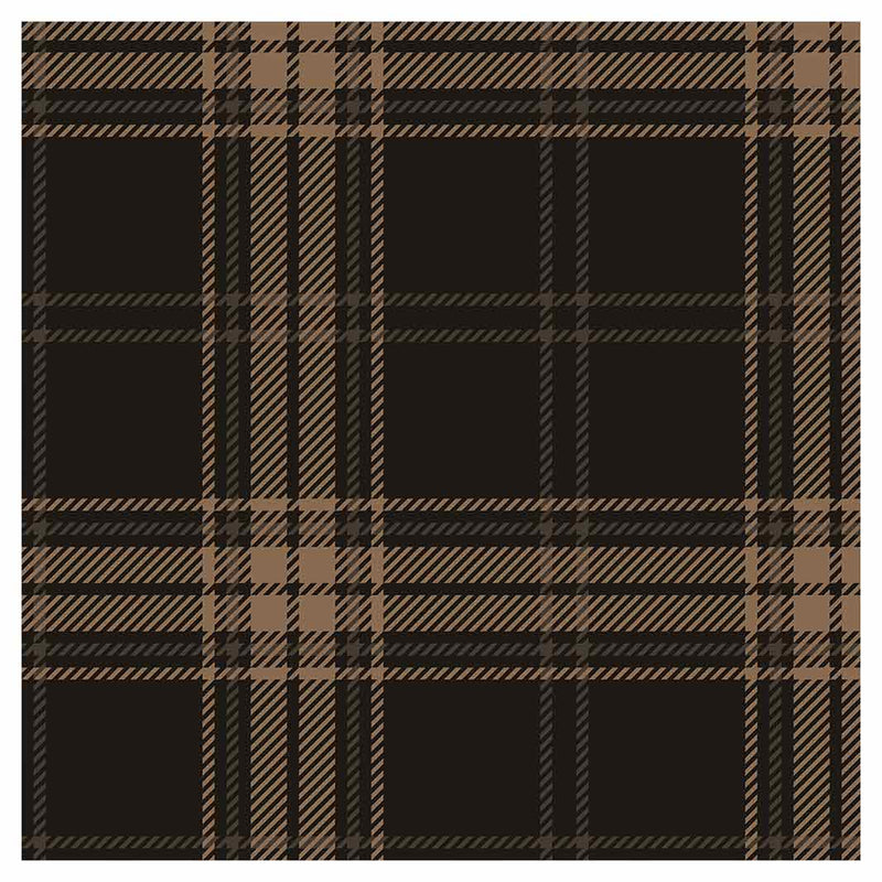DARK BROWN PLAID PATTERN SQUARE COASTER