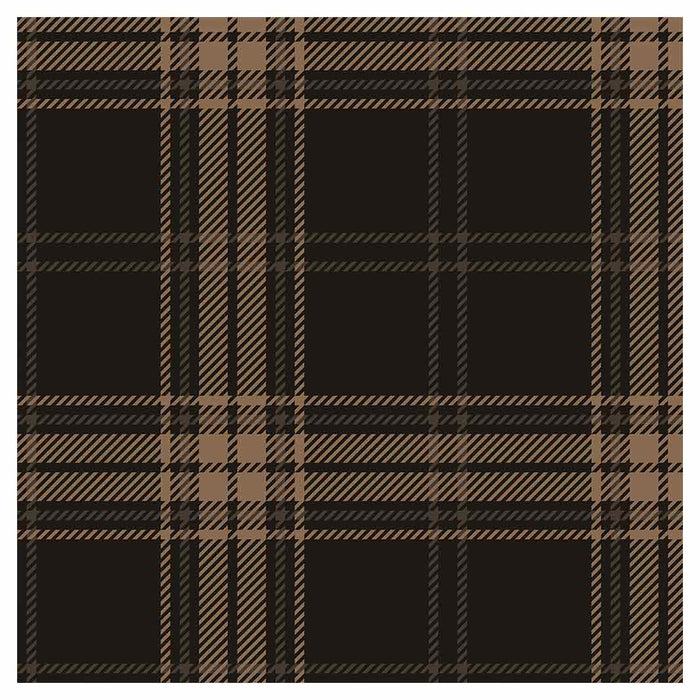 DARK BROWN PLAID PATTERN SQUARE COASTER