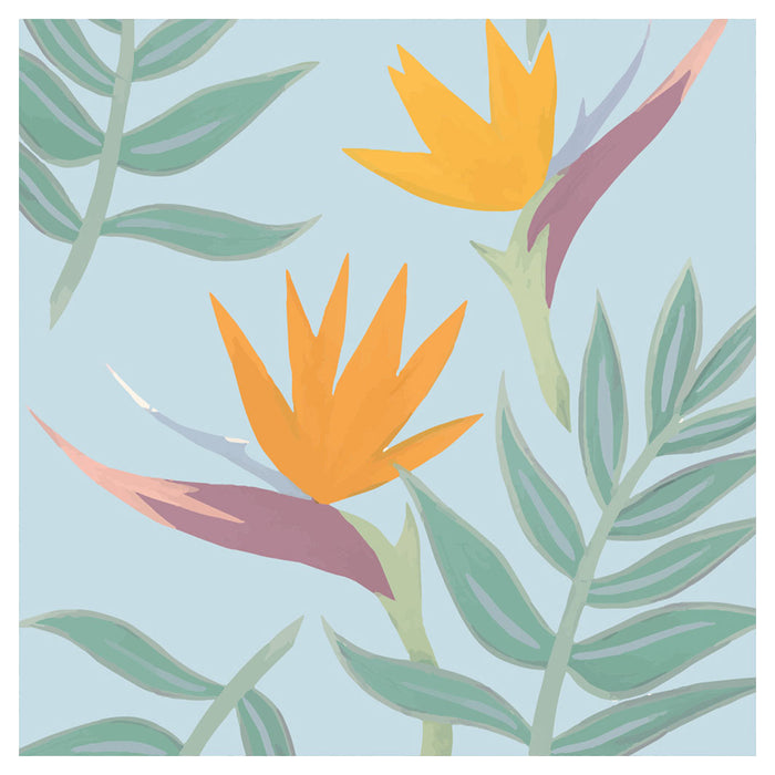 STRELITZIA AND LEAVES PATTERN SQUARE COASTER