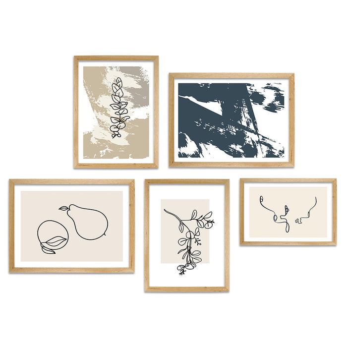 Line Art Inspired Curated Wall Art 5 Piece