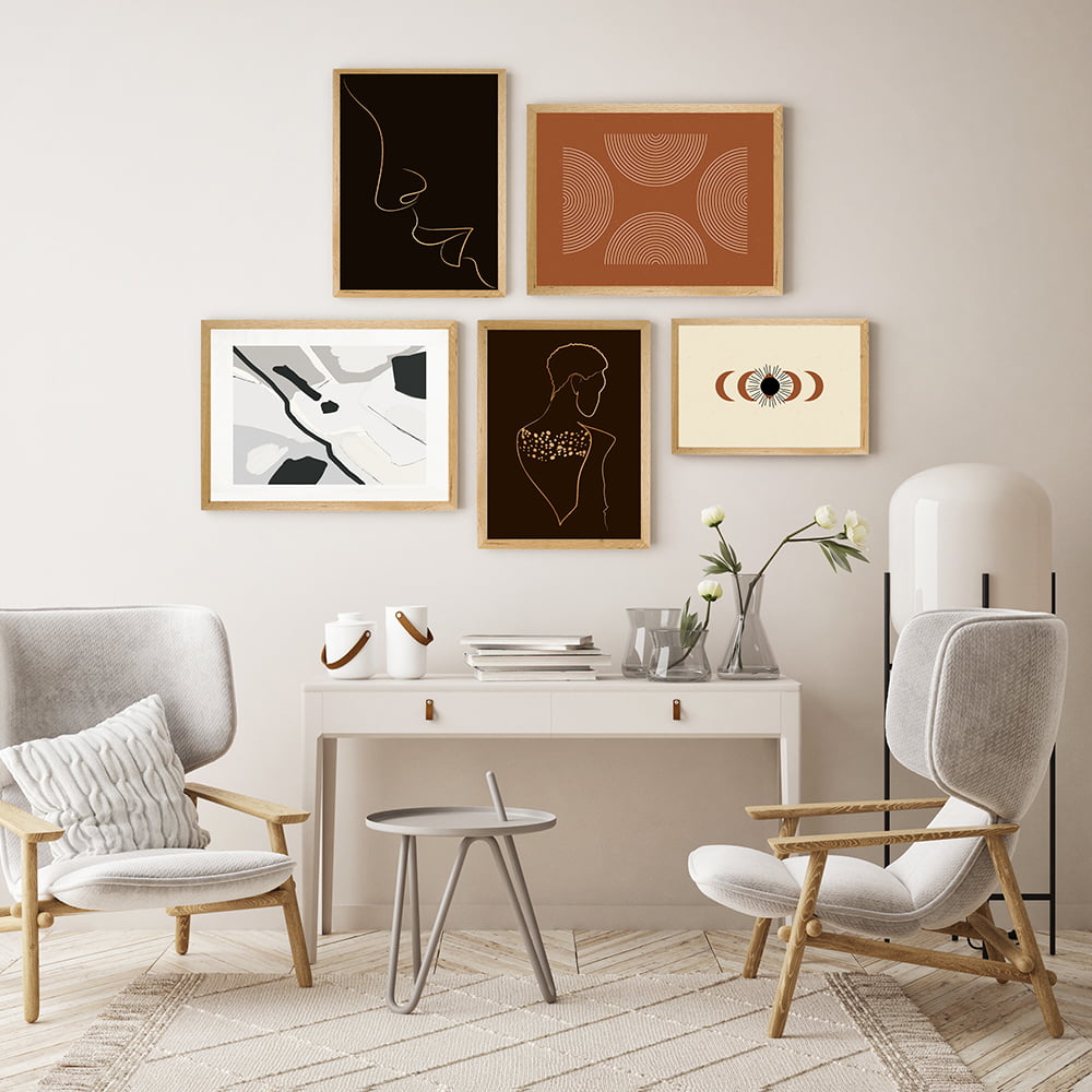 African Line Art Curated Wall Art 5 Piece