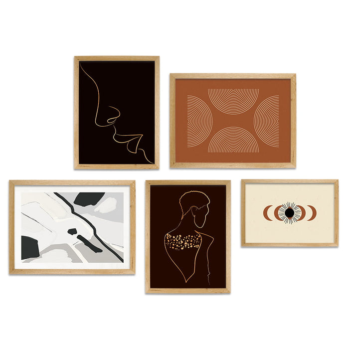 African Line Art Curated Wall Art 5 Piece