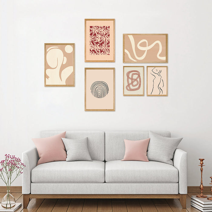 Peachy Pink Curated Wall Art 6 Piece