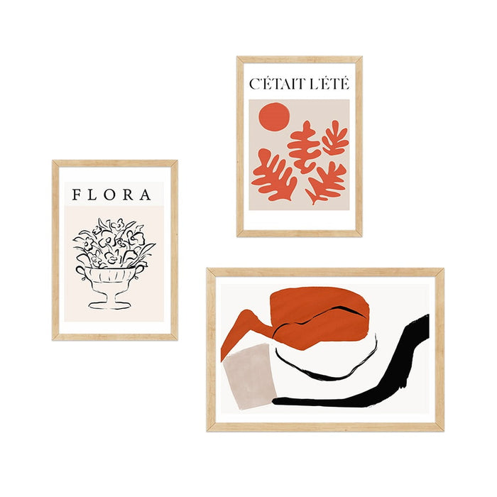 Flora Line Art Curated Wall Art 3 Piece