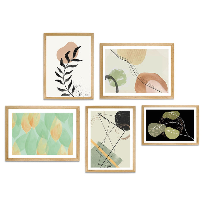 COLLAGE ABSTRACT NATURAL 5 PIECE