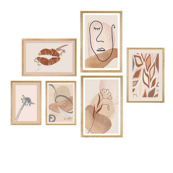 COLLAGE ABSTRACT NATURAL 6 PIECE