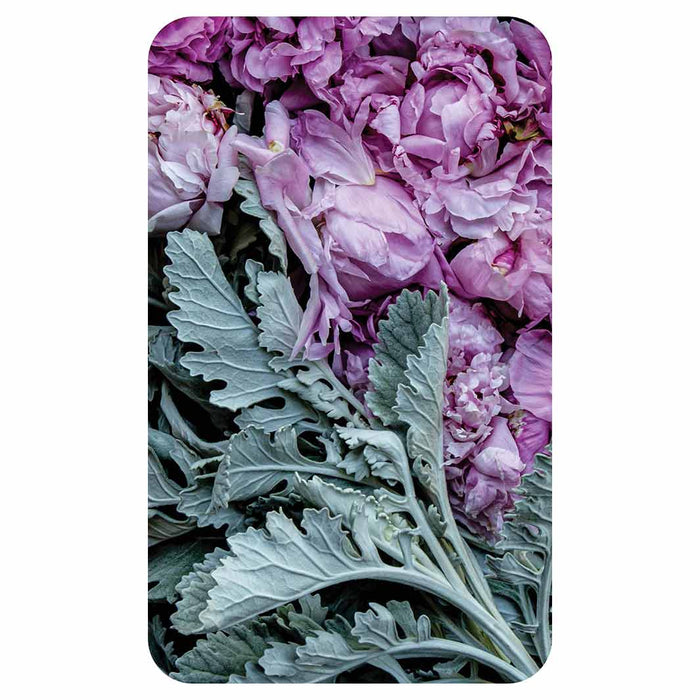 FLORAL SILVER LEAVES WITH PINK PEONIES KITCHEN TOWEL