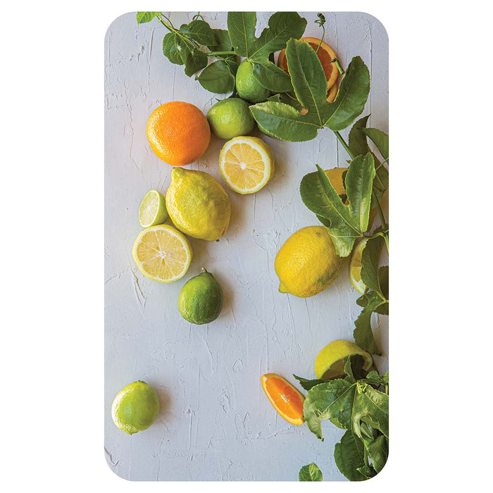 NATURAL YELLOW AND ORANGE CITRUS ON WHITE KITCHEN TOWEL