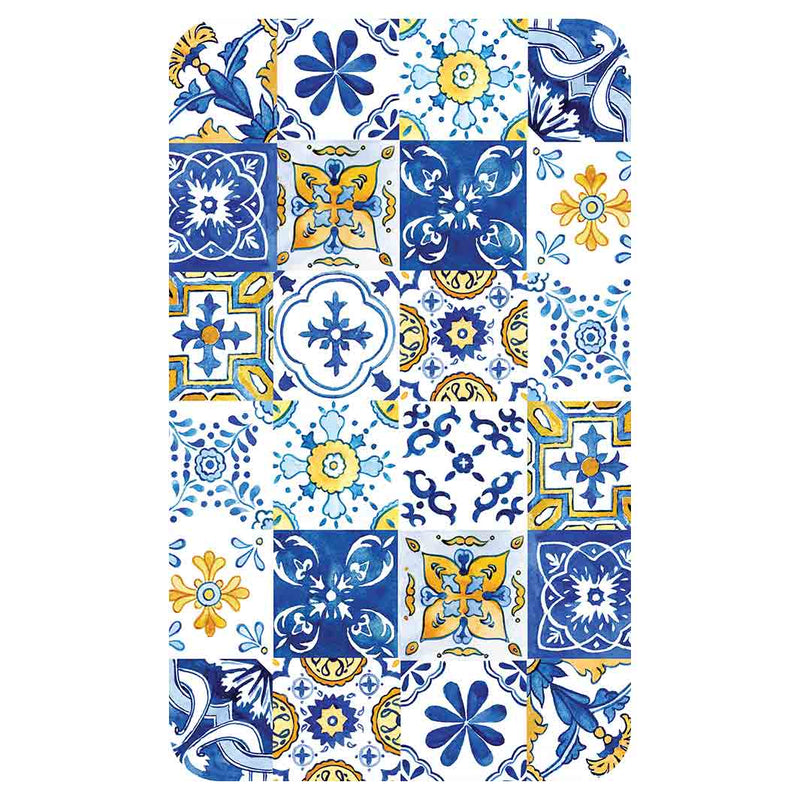 PATTERN BLUE AND YELLOW WATERCOLOUR LISBON TILE KITCHEN TOWEL