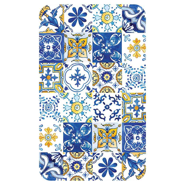 PATTERN BLUE AND YELLOW WATERCOLOUR LISBON TILE KITCHEN TOWEL