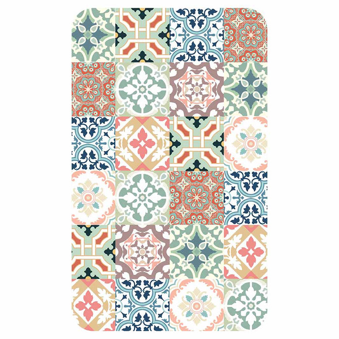 PATTERN TEAL AND ORANGE TILE KITCHEN TOWEL