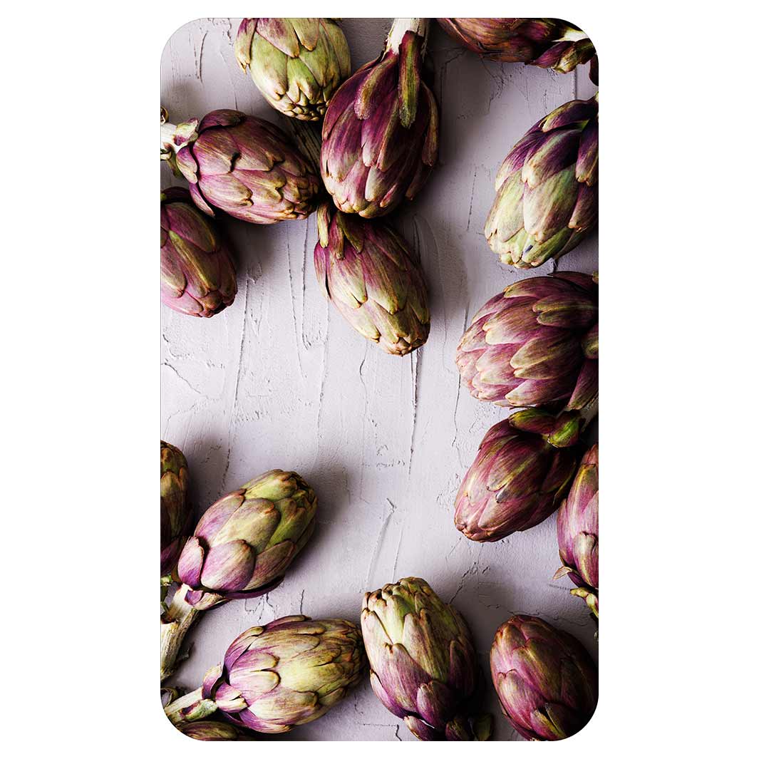 ARTICHOKE DARK PURPLE ON GREY KITCHEN TOWEL
