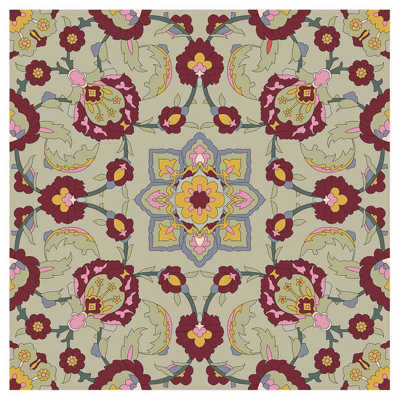 RETRO SYMMETRICAL FLORAL DESIGN MAROON MAKE-UP BAG