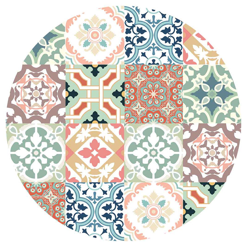 PATTERN TEAL AND ORANGE TILE MOUSEPAD
