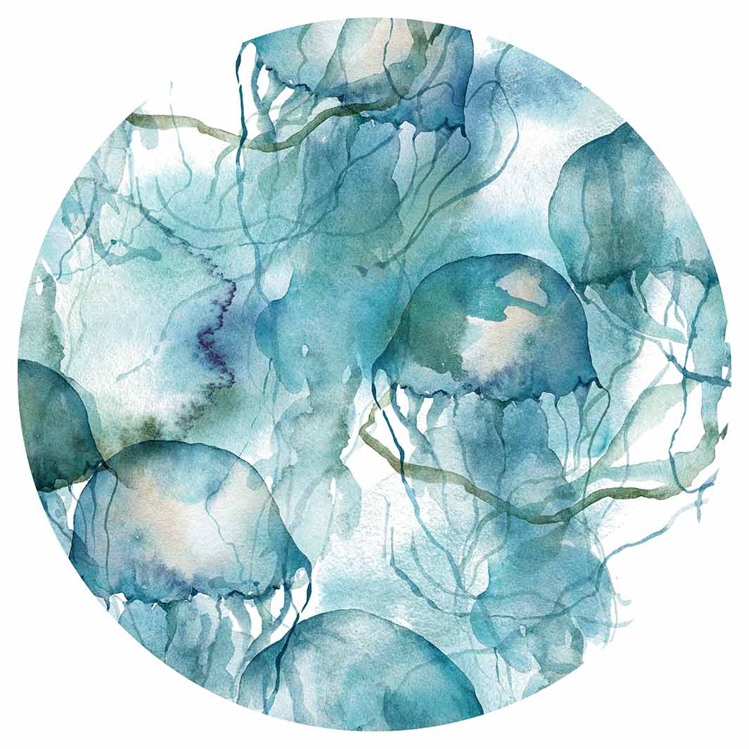 PATTERN BLUE OCEAN WATERCOLOUR JELLYFISH MOUSEPAD