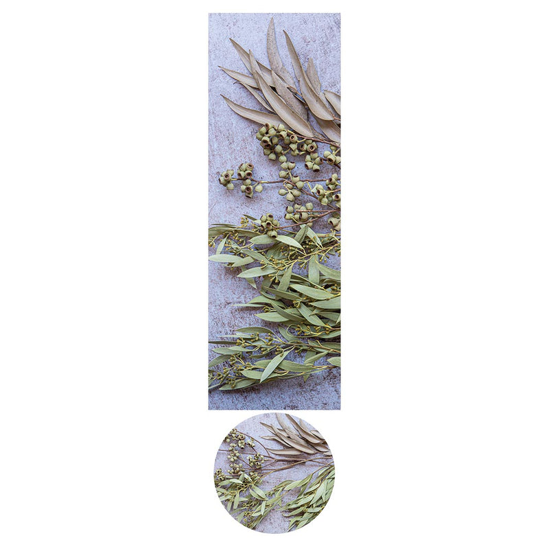 LEAVES BROWN NATURAL AMBERNUTS WITH GREEN FOLIAGE ROUND OTTOMAN