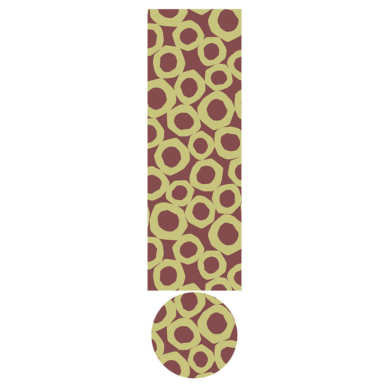 GEOMETRIC GREEN AND MAUVE PATTERN OTTOMAN