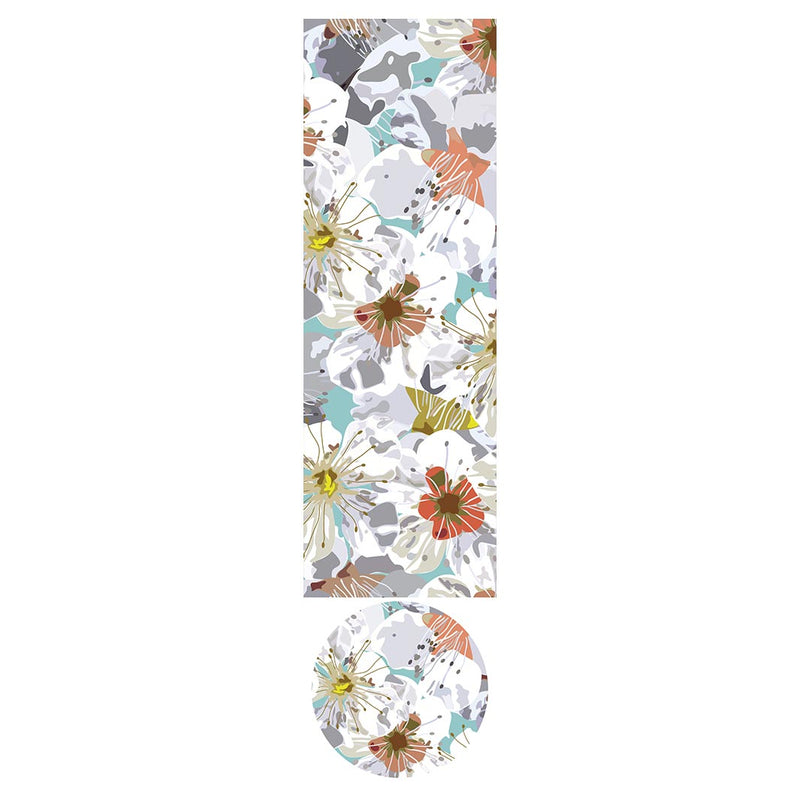 ABSTRACT FLOWERS GREY AND ORANGE PATTERN OTTOMAN