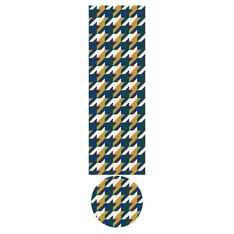 HOUNDSTOOTH BLUE AND GOLD OTTOMAN