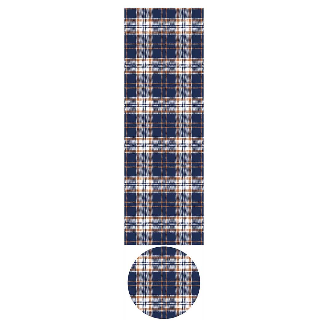 NAVY AND GOLD PLAID PATTERN OTTOMAN
