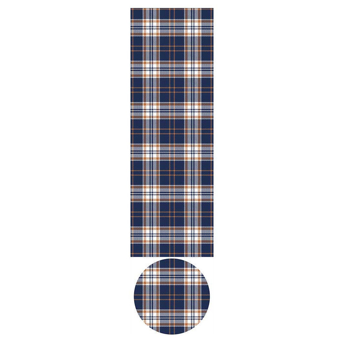 NAVY AND GOLD PLAID PATTERN OTTOMAN
