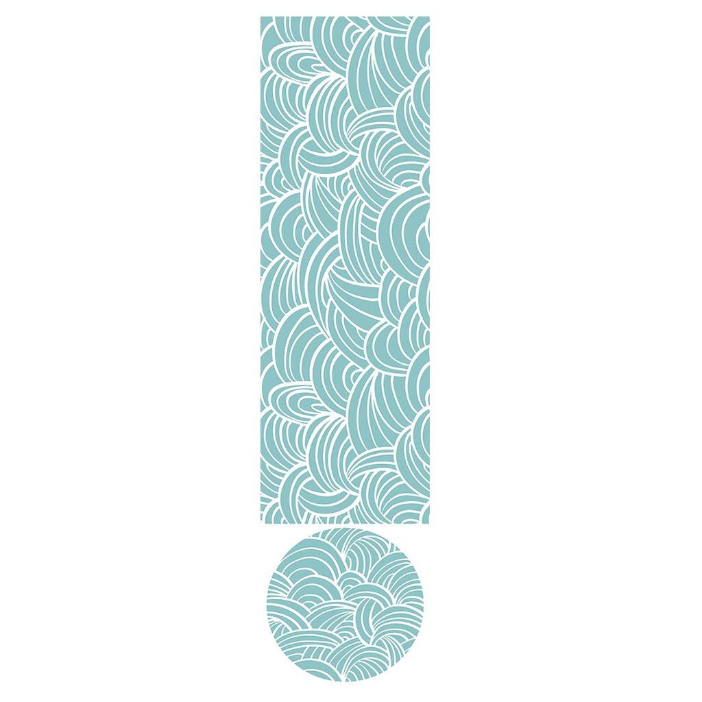 KIDS AQUA BLUE WAVES LINES PATTERN OTTOMAN