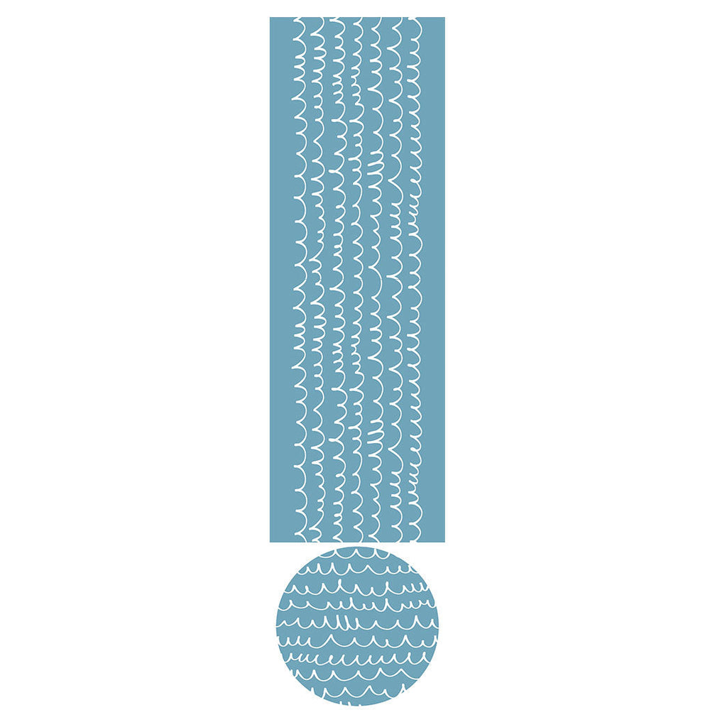 KIDS BLUE WHITE LINE WAVE PATTERN OTTOMAN