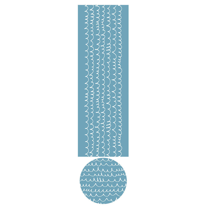 KIDS BLUE WHITE LINE WAVE PATTERN OTTOMAN