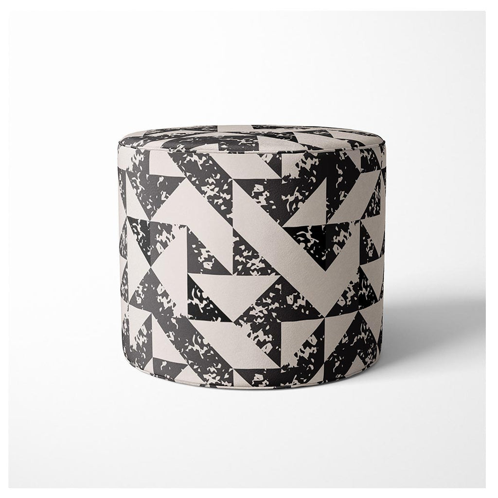 KIDS BEIGE AND BLACK GEOMETRIC PATTERN OTTOMAN