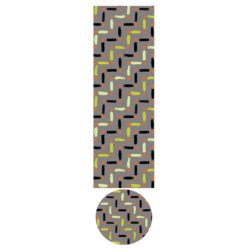 KIDS GREY AND GREEN LINE AND DOT PATTERN OTTOMAN