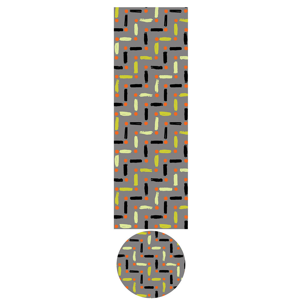 KIDS GREY AND GREEN LINE AND DOT PATTERN OTTOMAN