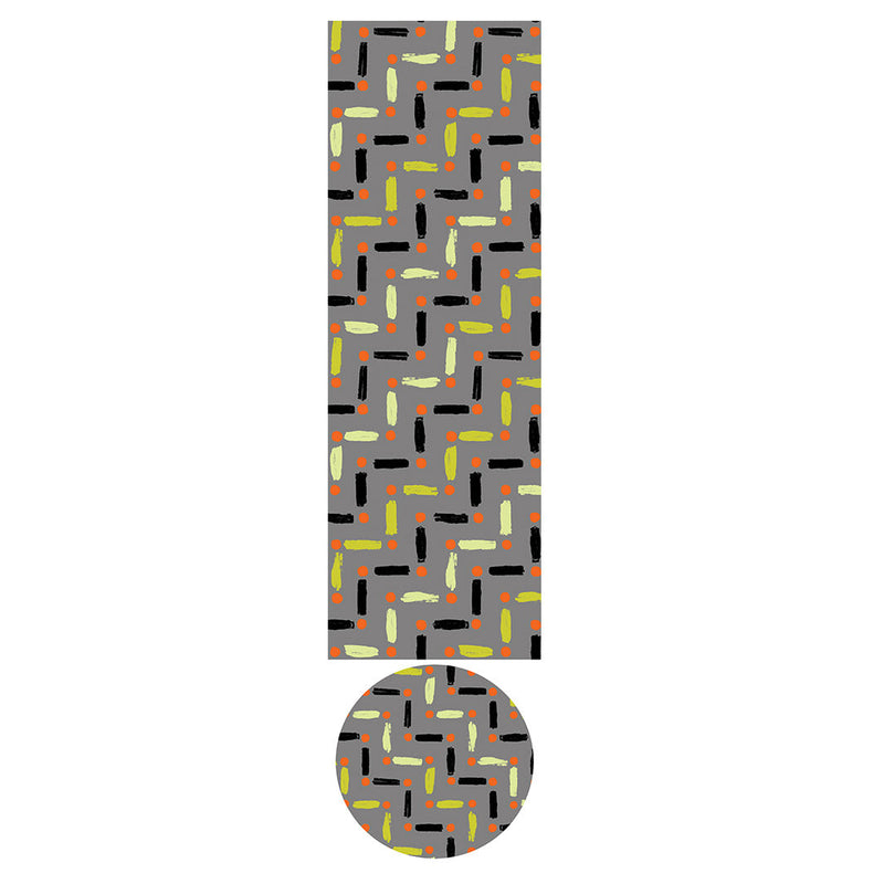 KIDS GREY AND GREEN LINE AND DOT PATTERN OTTOMAN