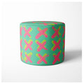 KIDS PINK AND GREEN CROSS PATTERN OTTOMAN