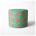 KIDS PINK AND GREEN CROSS PATTERN OTTOMAN
