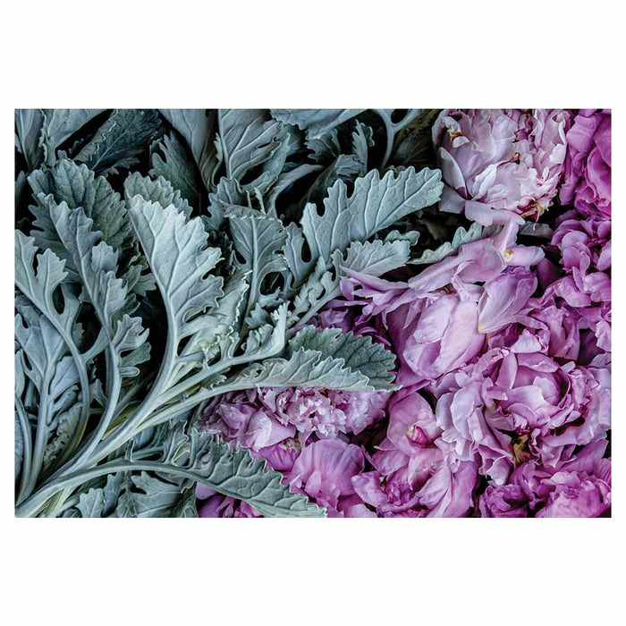 FLORAL SILVER LEAVES WITH PINK PEONIES RECTANGULAR PLACEMAT