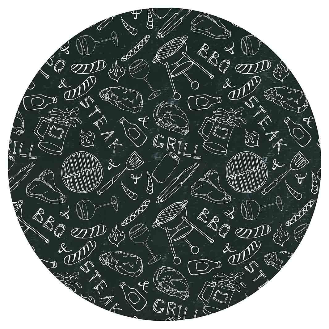 BBQ STEAK PATTERN WHITE POT STAND