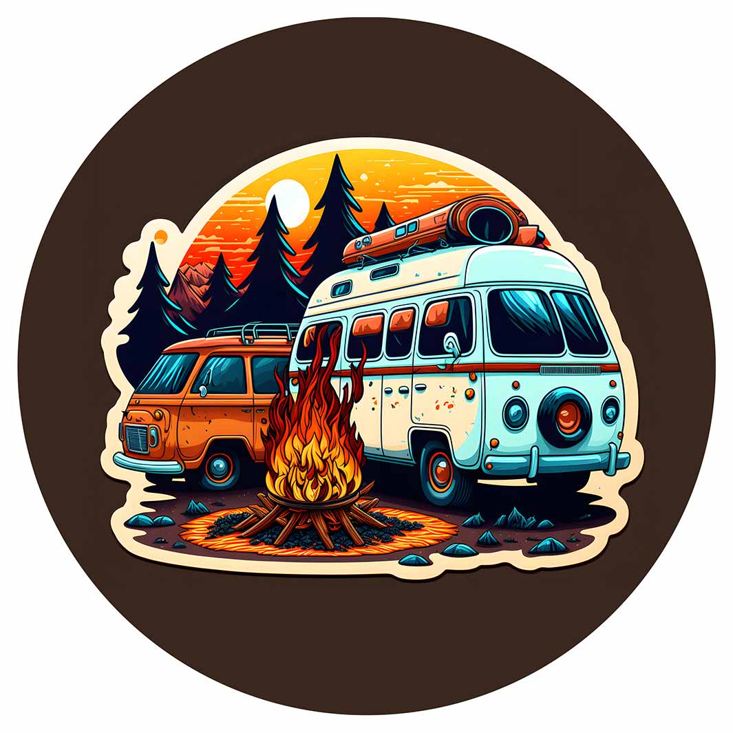 RETRO CAMPER VAN ART POT STAND