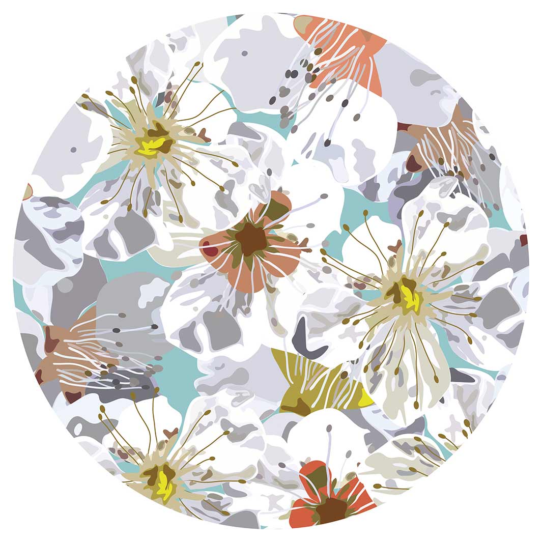 ABSTRACT FLOWERS GREY AND ORANGE PATTERN POT STAND