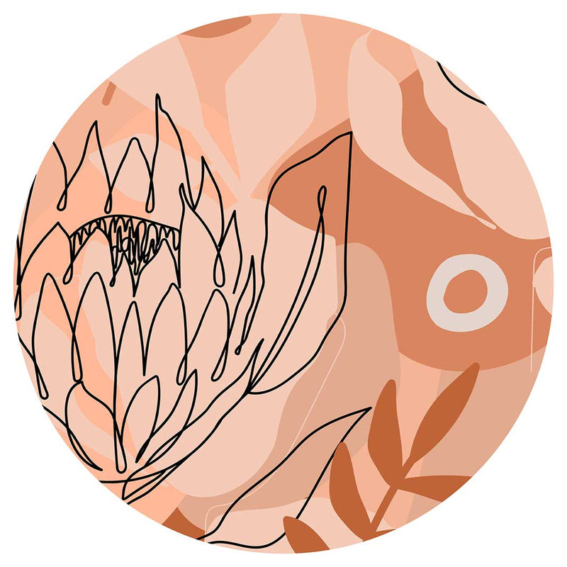 PROTEA LINE ART ON ABSTRACT NEUTRAL DESIGN POT STAND