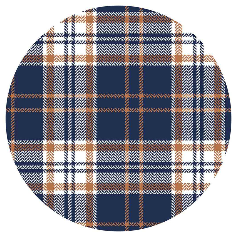 NAVY AND GOLD PLAID PATTERN POT STAND