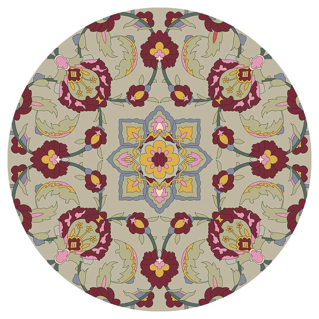 RETRO SYMMETRICAL FLORAL DESIGN MAROON POT STAND