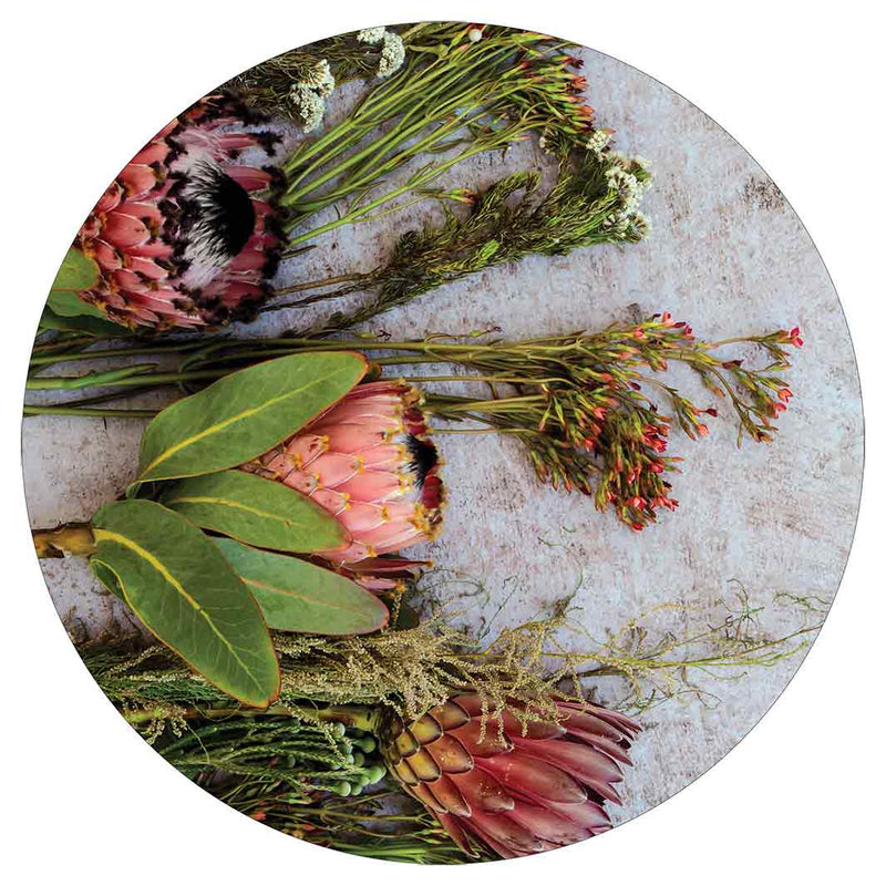 FLORAL PINK MIXED PROTEAS WITH GREEN FOLIAGE POT STAND