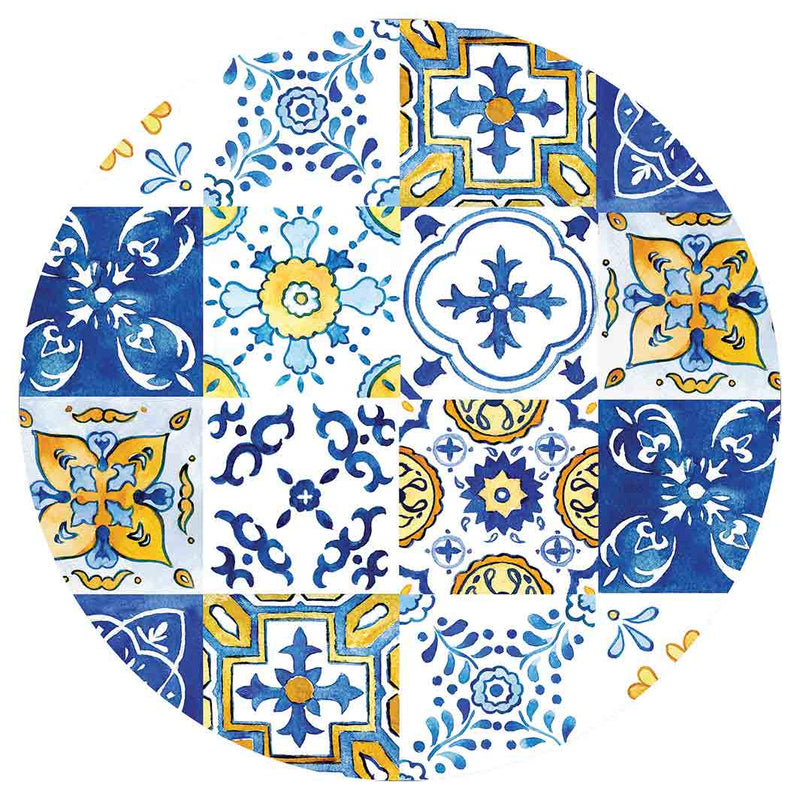 PATTERN BLUE AND YELLOW WATERCOLOUR LISBON TILE POT STAND
