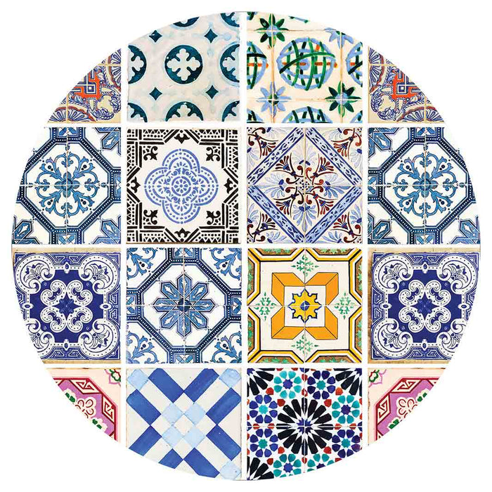 PATTERN BLUE COLOURFUL TILE POT STAND