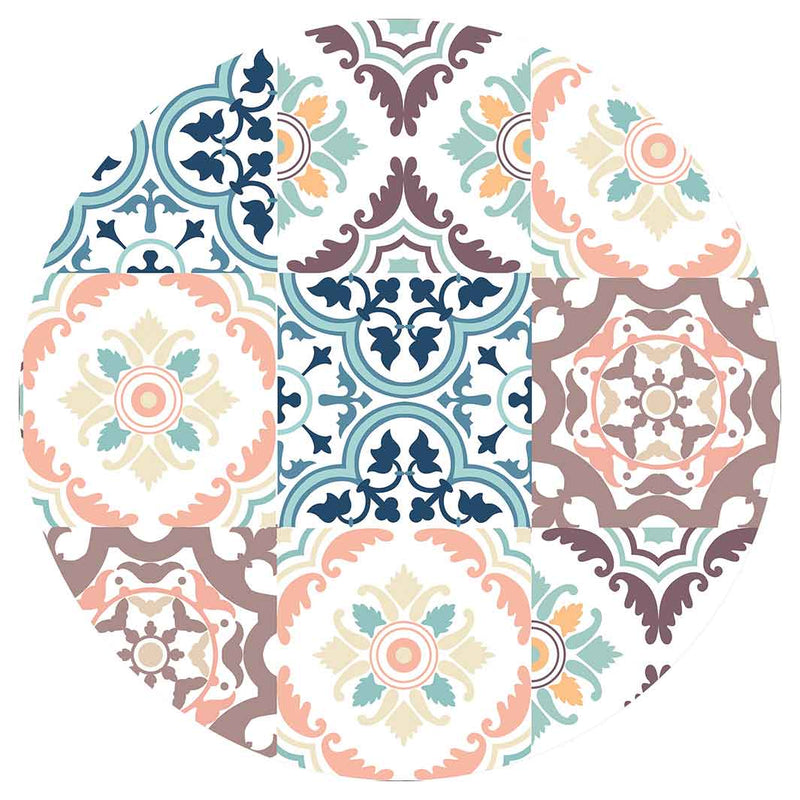 PATTERN BLUE AND MAUVE TILE POT STAND
